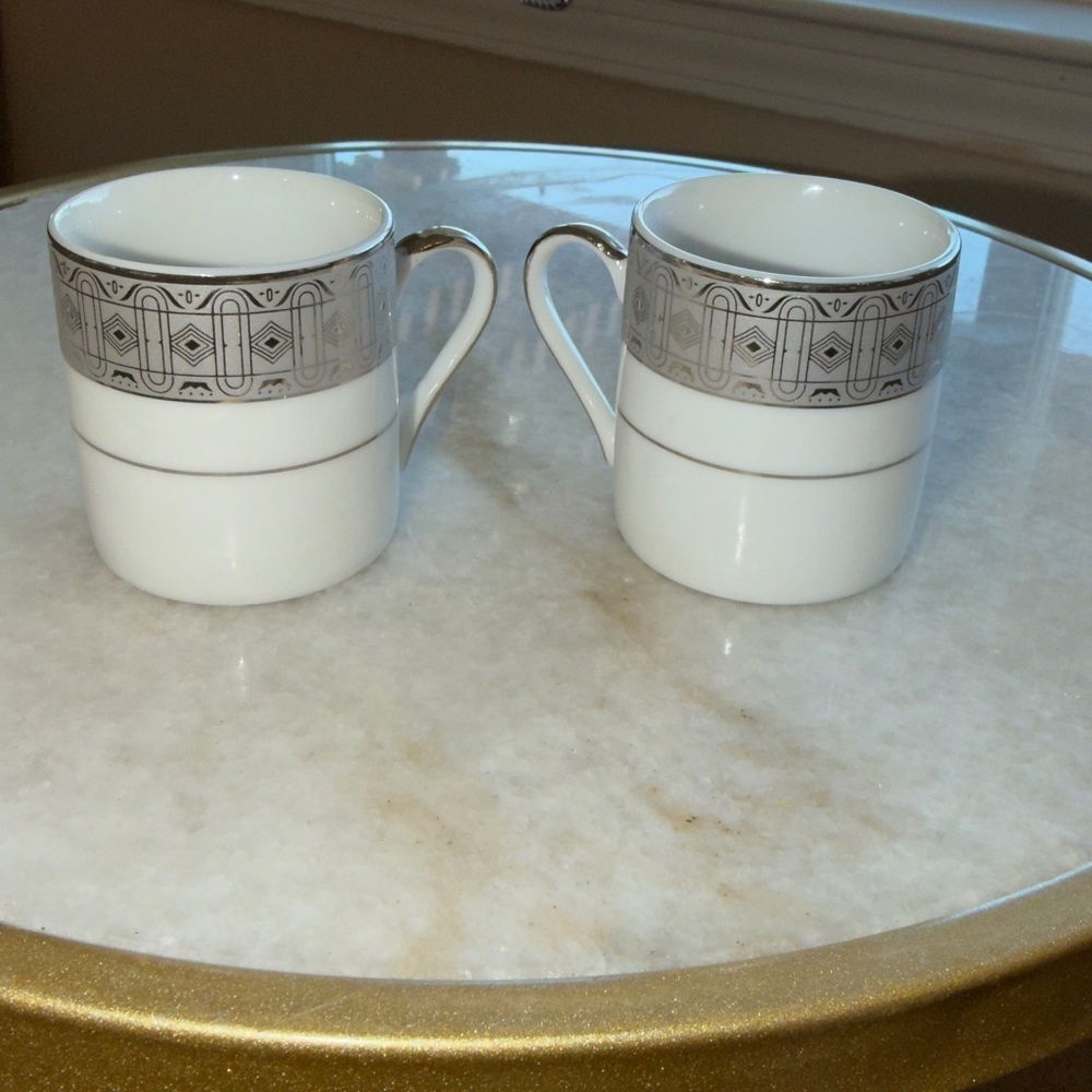 MCS Porzellanfabrik Tiger Yedi Bavaria Porcelain Espresso Cup Pair - Germany